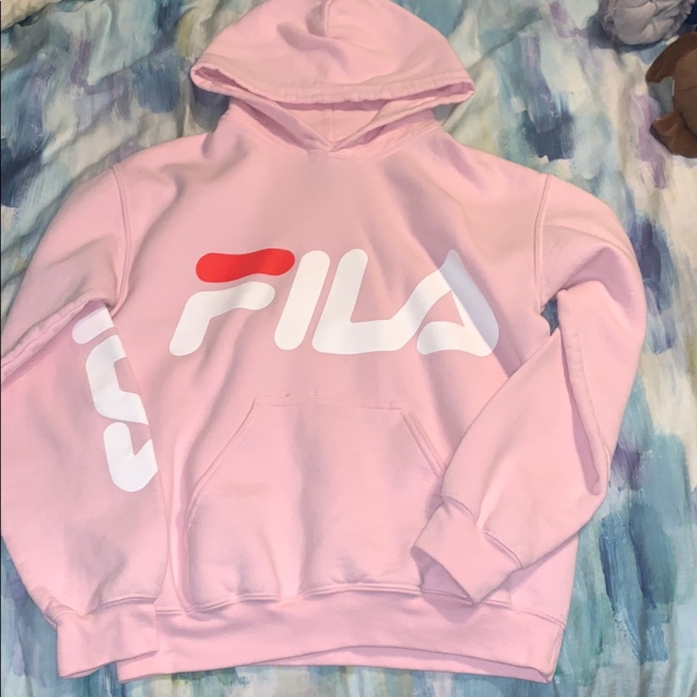 Pink fila hoodie size small